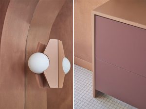 Aplique de pared personalizado con diseño geométrico, creado por Estudio Alegría
