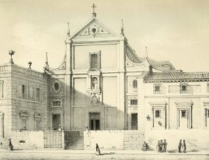 Antiguo convento de capuchinos del Prado hacia 1840, solar del actual Palacio del Marqués de los Vélez en Madrid