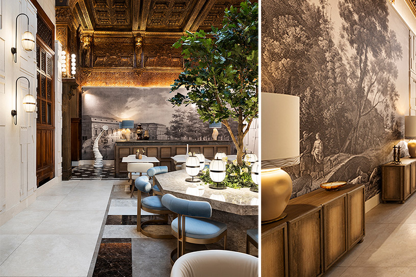 Restaurante Casa Decor 2026 de Iris Ceramica con luminarias Aromas del Campo, lámparas Pull y diseño interior de Raúl Martins con iluminación decorativa