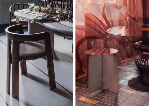 Detalle de pavimentos y revestimientos cerámicos Durstone: suelo continuo Somport Sand Natural y pared con piezas pequeñas Imagine Cotto y Black en proyecto de TARQ Studio