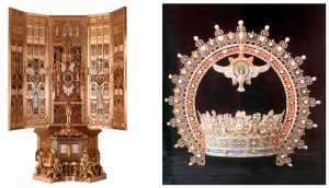 Custodia procesional de la Catedral de Burgos y corona de la Virgen de Covadonga de Talleres Granda